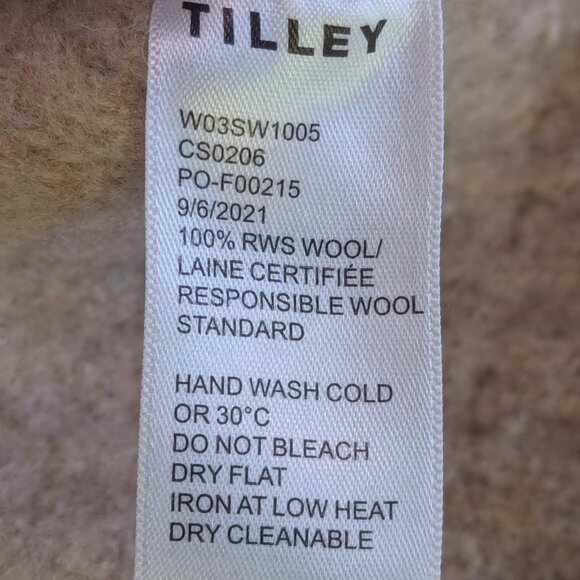 TILLEY 100% RWS Wool Sweater Size Medium Crop Peach Pastel - Picture 4 of 8